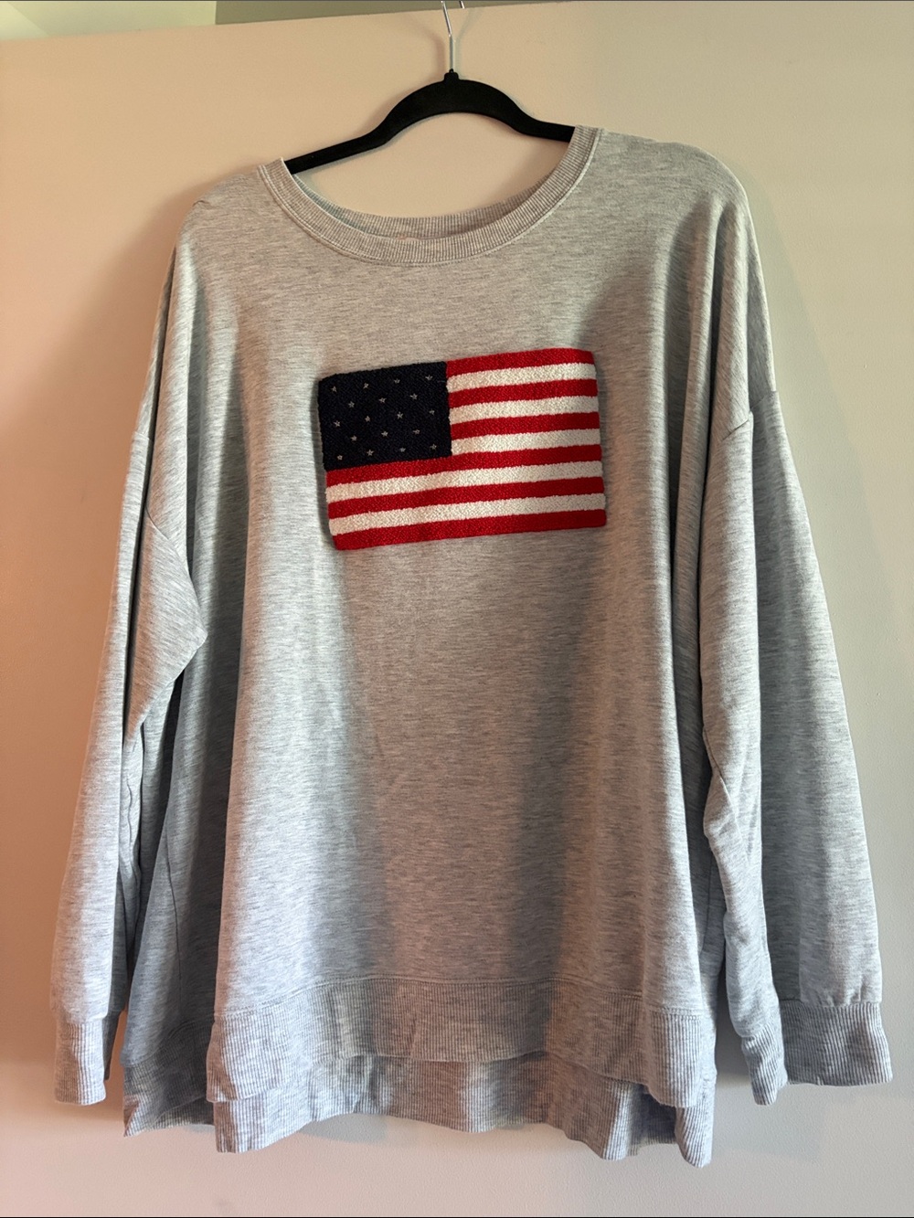 Philosophy Heather Gray Crewneck with American Flag Patch